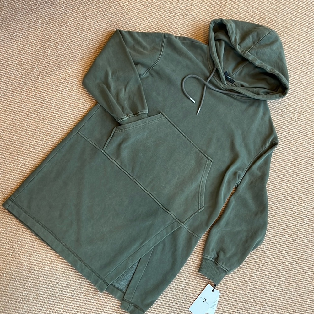 NWT 7 for All Mankind Sweatshirt Dress- Olive Green M
